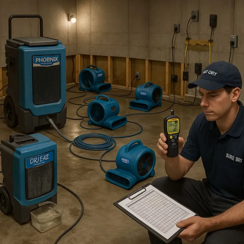 Structural Drying and Dehumidification process in Ellsworth, KS